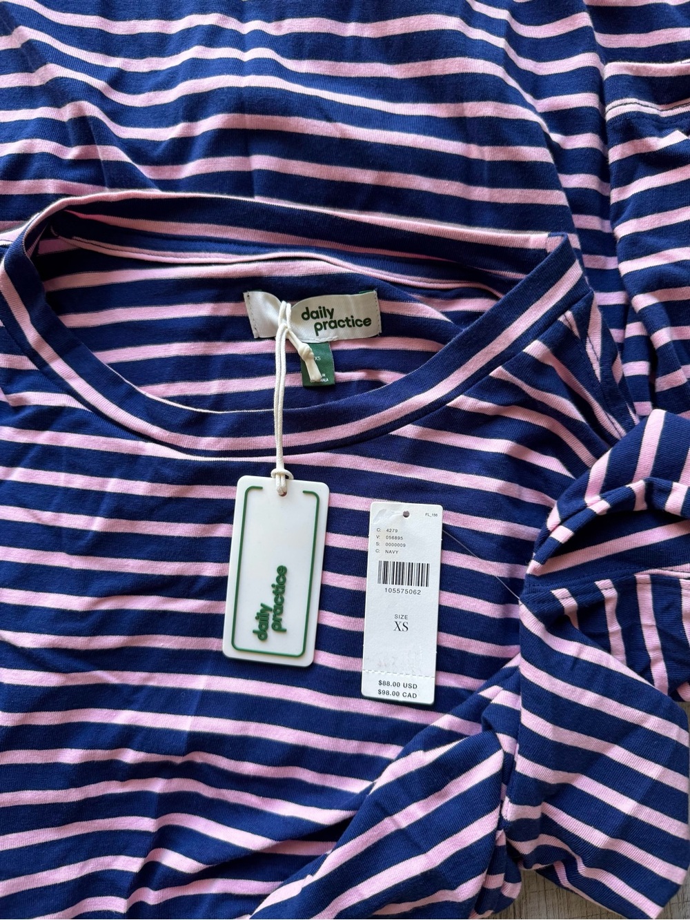 Anthropologie Sporty Barbiecore Striped Side Tie Mini Dress XS Pink Navy - Picture 7 of 7